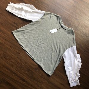 NWT RO&DE LONG SLEEVE SHIRT - LARGE - GRAY/WHITE